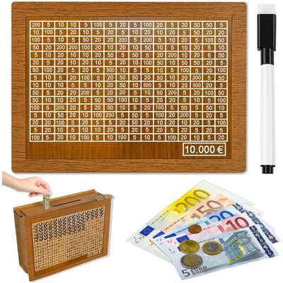 AUCO Retro-sparschwein Aus Holz, Wiederverwendbare Spardose Mit Sparziel Und Markierung, Sparschwein Für Kinder, Spardose Zum Abhaken Mit Zahlen, Aufbewahrungsbox Für Münzen Und Scheine, 1 Stück. AUCO Retro-sparschwein Aus Holz, Wiederverwendbare Spardose Mit Sparziel Und Markierung, Sparschwein Für Kinder, Spardose Zum Abhaken Mit Zahlen, Aufbewahrungsbox Für Münzen Und Scheine, 1 Stück.