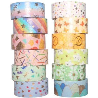 OEM 12 Rollen Washi-tape Masking-tape-set Dekoband Mit Goldener Blumenfolie Dekoband Für Diy-journale Farbenfroh Geeignet Für Bastelarbeiten Bullet X 3 OEM 12 Rollen Washi-tape Masking-tape-set Dekoband Mit Goldener Blumenfolie Dekoband Für Diy-journale Farbenfroh Geeignet Für Bastelarbeiten Bullet X 3