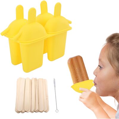 JUTE Kreative Silikon-eiswürfelform Mit 4 Mulden, Inklusive Boden Und Strohhalm – Diy-eiswürfelform (gelb) JUTE Kreative Silikon-eiswürfelform Mit 4 Mulden, Inklusive Boden Und Strohhalm – Diy-eiswürfelform (gelb)