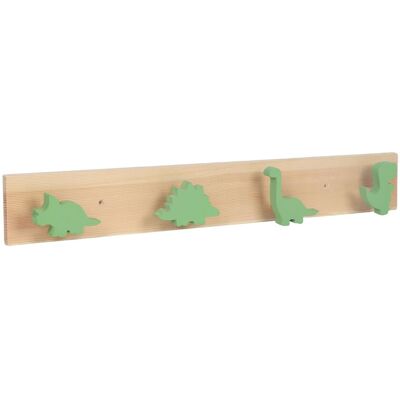 Relaxdays Kindergarderobe Dino, Wandhakenleiste 4 Haken, Hbt: 7x50x4 Cm, Kindergarderobenhaken, Holz & Mdf, Natur/grün Relaxdays Kindergarderobe Dino, Wandhakenleiste 4 Haken, Hbt: 7x50x4 Cm, Kindergarderobenhaken, Holz & Mdf, Natur/grün