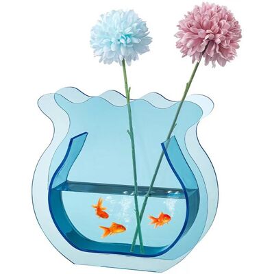 JUTE Minimalistische, Transparente Acryl-aquariumvase Im Instagram-stil, Ein Kreatives Dekorationsobjekt Für Die Wasserwelt, Inspiriert Vom Xiaohongshu (kleines Rotes Buch), Neuheit, Durchscheinend Blau. JUTE Minimalistische, Transparente Acryl-aquariumvase Im Instagram-stil, Ein Kreatives Dekorationsobjekt Für Die Wasserwelt, Inspiriert Vom Xiaohongshu (kleines Rotes Buch), Neuheit, Durchscheinend Blau.