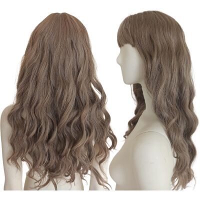 OEM Natürliche Dunkelblonde Perücke Mit Pony, Locken Und Wellen OEM Natürliche Dunkelblonde Perücke Mit Pony, Locken Und Wellen