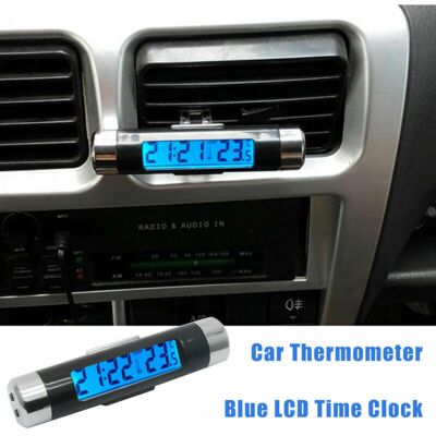 HEAT Autouhr Mit Thermometer, Zylinderförmigem Lcd-bildschirm, Clip Für Lüftungsschlitze, Led-digitalanzeige, Timer HEAT Autouhr Mit Thermometer, Zylinderförmigem Lcd-bildschirm, Clip Für Lüftungsschlitze, Led-digitalanzeige, Timer