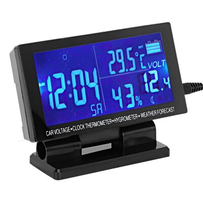 HEAT Digitale Autouhr, Thermometer, Hygrometer, Spannungsmesser Mit Wettervorhersage HEAT Digitale Autouhr, Thermometer, Hygrometer, Spannungsmesser Mit Wettervorhersage