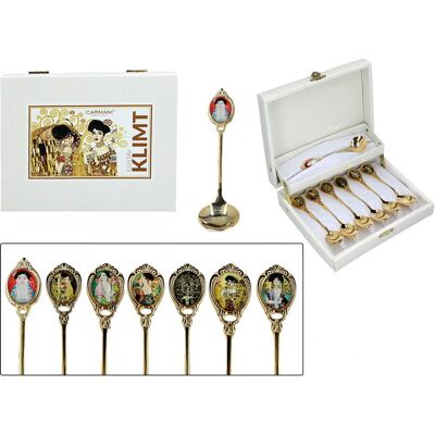 OEM Carmani, Set Vergoldeter Löffel: 6x Teelöffel + 1x Zuckerlöffel - Gustav Klimt, Mischung OEM Carmani, Set Vergoldeter Löffel: 6x Teelöffel + 1x Zuckerlöffel - Gustav Klimt, Mischung