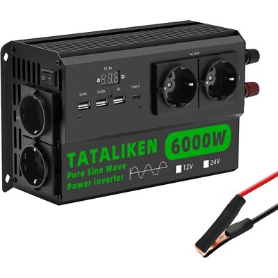 OEM Usv, 4 Europäische Steckdosen, Led-voltmeter, 12 V, 6000 W, 220 V Eu – Schwarz OEM Usv, 4 Europäische Steckdosen, Led-voltmeter, 12 V, 6000 W, 220 V Eu – Schwarz