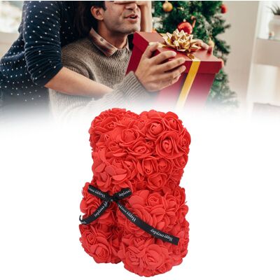 JUTE Teddybär Mit Roter Rose Zum Valentinstag, Fertig Montiert, 21 Cm, Künstliche Blumendekoration, Ideales Geschenk Zum Valentinstag Oder Geburtstag. JUTE Teddybär Mit Roter Rose Zum Valentinstag, Fertig Montiert, 21 Cm, Künstliche Blumendekoration, Ideales Geschenk Zum Valentinstag Oder Geburtstag.