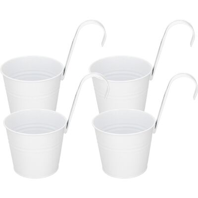 HEAT Set Mit 4 Eisernen Wandpflanzgefäßen Für Sukkulenten Und Blumen, Abnehmbarer Weißer Balkonpflanzkasten HEAT Set Mit 4 Eisernen Wandpflanzgefäßen Für Sukkulenten Und Blumen, Abnehmbarer Weißer Balkonpflanzkasten