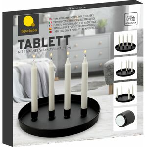 SPETEBO Tablett mit 4 Magnet Kerzenhaltern - ca. ø 30 cm - Kerzentablett in schwarz - Deko Kerzen Tablett Teller Halter Ständer Leuchter SPETEBO Tablett mit 4 Magnet Kerzenhaltern - ca. ø 30 cm - Kerzentablett in schwarz - Deko Kerzen Tablett Teller Halter Ständer Leuchter