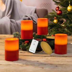 SPETEBO Led Wachskerzen rot mit Kerzentellern gold - 4er Set - Künstliche Stumpen Kerzen mit Fernbedienung SPETEBO Led Wachskerzen rot mit Kerzentellern gold - 4er Set - Künstliche Stumpen Kerzen mit Fernbedienung