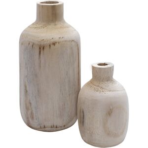 SPETEBO Holz Blumenvase 2er Set mit bauchiger Form - je 1x 18 cm und 28 cm - Flasche Holzvase naturbelassen - Tischdeko Fensterdeko für Kunstpflanzen und SPETEBO Holz Blumenvase 2er Set mit bauchiger Form - je 1x 18 cm und 28 cm - Flasche Holzvase naturbelassen - Tischdeko Fensterdeko für Kunstpflanzen und