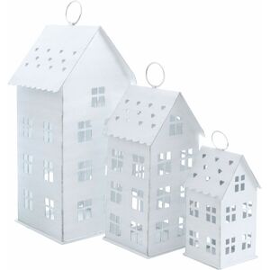 SPETEBO 3er Set Laterne in Hausform zum Aufhängen 43 / 31 / 20 cm - weiß - Deko Lampion Außen Innen - Kerzenhalter Windlicht Haus mit Herzen SPETEBO 3er Set Laterne in Hausform zum Aufhängen 43 / 31 / 20 cm - weiß - Deko Lampion Außen Innen - Kerzenhalter Windlicht Haus mit Herzen