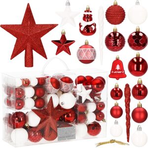 SPRINGOS Weihnachtskugeln 105 Stück Rot, Weiß Weihnachtsbaumschmuck-set SPRINGOS Weihnachtskugeln 105 Stück Rot, Weiß Weihnachtsbaumschmuck-set
