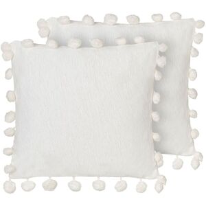 Beliani Set mit 2 Kissen - Modernes Weiß Polyester Dekor Beliani Set mit 2 Kissen - Modernes Weiß Polyester Dekor