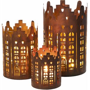 SPETEBO Metall Weihnachts Windlicht rund Rost Optik 3er Set - Skyline - Winter Tisch Deko Laterne Kerzen Halter SPETEBO Metall Weihnachts Windlicht rund Rost Optik 3er Set - Skyline - Winter Tisch Deko Laterne Kerzen Halter
