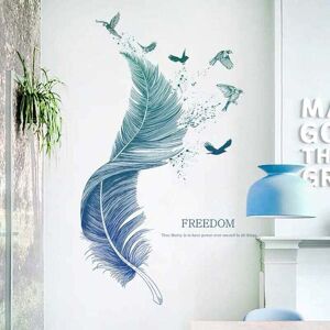SNQ Wandtattoo Federn in Blau (124×72 cm) i Dekorative Wandsticker Vögel Modernes Poster i Deko für Wohnzimmer Schlafzimmer Küche Flur Möbel Bad Fliesen SNQ Wandtattoo Federn in Blau (124×72 cm) i Dekorative Wandsticker Vögel Modernes Poster i Deko für Wohnzimmer Schlafzimmer Küche Flur Möbel Bad Fliesen