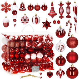 SPRINGOS Weihnachtskugeln 153 Stück Weihnachtsschmuck Rot SPRINGOS Weihnachtskugeln 153 Stück Weihnachtsschmuck Rot