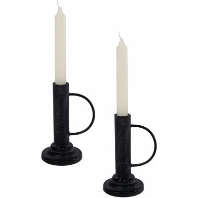 SPETEBO Eleganter Deko Kerzenhalter Ca. 15 Cm Im 2er Set Aus Metall In Schwarz Mit Griff - Für Stabkerzen SPETEBO Eleganter Deko Kerzenhalter Ca. 15 Cm Im 2er Set Aus Metall In Schwarz Mit Griff - Für Stabkerzen