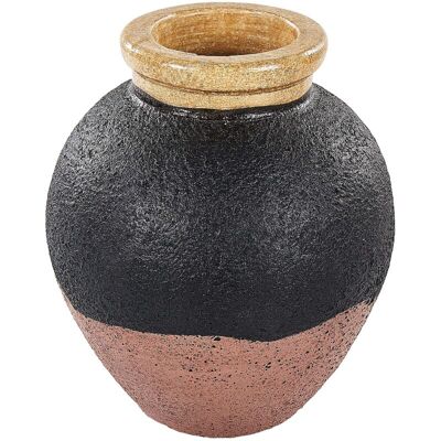Beliani Handgefertigter Retro Schwarz Pink Terrakottavase - Dekorative Vase Beliani Handgefertigter Retro Schwarz Pink Terrakottavase - Dekorative Vase