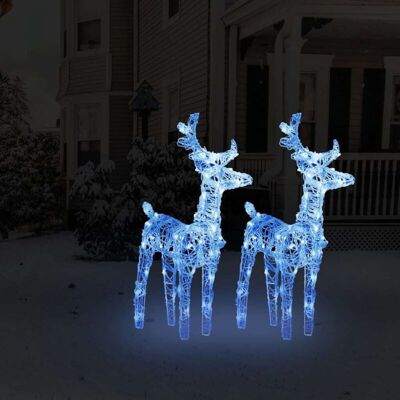 vidaXL Weihnachts Rentier Set 2 Stück Blau 80 LEDs Acryl - Weihnachtsrentier Beleuchtung vidaXL Weihnachts Rentier Set 2 Stück Blau 80 LEDs Acryl - Weihnachtsrentier Beleuchtung