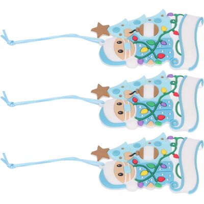 HEAT 3er-set Weihnachtsbaum-masken-schneemann-anhänger, Niedliches, Exquisites Pvc Mit Schleifenband, Weihnachtsdekoration X2163 Blau HEAT 3er-set Weihnachtsbaum-masken-schneemann-anhänger, Niedliches, Exquisites Pvc Mit Schleifenband, Weihnachtsdekoration X2163 Blau