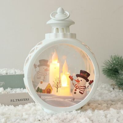 JUTE Kleine, Runde Led-kerze Im Retro-stil Aus Glas Und Kunststoff Mit Led-element, Weihnachtsdekoration Für Zuhause, Weißer Schneemann JUTE Kleine, Runde Led-kerze Im Retro-stil Aus Glas Und Kunststoff Mit Led-element, Weihnachtsdekoration Für Zuhause, Weißer Schneemann