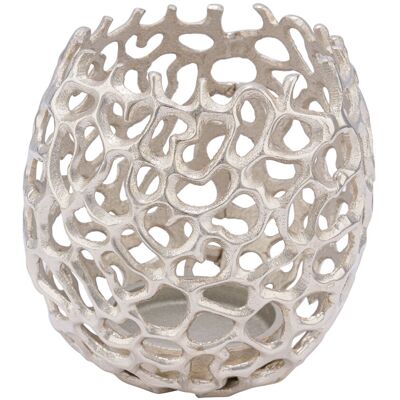 SPETEBO Design Kerzenschale Aus Aluminium - 17 X 17 Cm / Groß - Edler Metall Kerzenhalter In Silber - Deko Gitter Kerzen Ständer Teelicht Halter SPETEBO Design Kerzenschale Aus Aluminium - 17 X 17 Cm / Groß - Edler Metall Kerzenhalter In Silber - Deko Gitter Kerzen Ständer Teelicht Halter