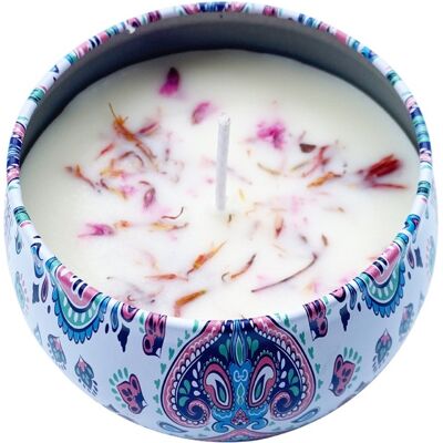 HEAT Duftkerze Mit Getrockneten Blüten, Lufterfrischer In Geschenkbox, Aromatherapie-kerze Zum Valentinstag, Glockenblumen-duft, Zufälliges Blütenmuster HEAT Duftkerze Mit Getrockneten Blüten, Lufterfrischer In Geschenkbox, Aromatherapie-kerze Zum Valentinstag, Glockenblumen-duft, Zufälliges Blütenmuster