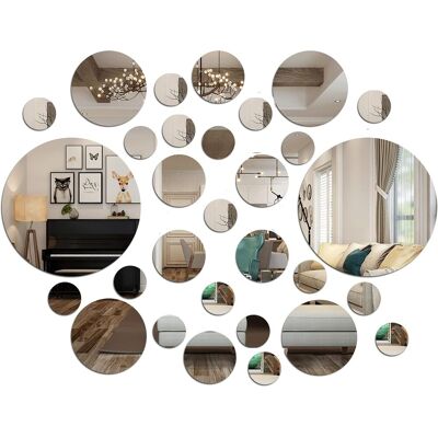 Minkurow Spiegel-wandaufkleber, 30 Stück, Runder 3d-kleber, Wandspiegel, Dekorativ, Abnehmbar, Kunstkreis, Selbstklebend, Diy-spiegel, Rund, Wandaufkleber Für Wohnzimmer, Küche, Schlafzimmer, Büro, Fe Minkurow Spiegel-wandaufkleber, 30 Stück, Runder 3d-kleber, Wandspiegel, Dekorativ, Abnehmbar, Kunstkreis, Selbstklebend, Diy-spiegel, Rund, Wandaufkleber Für Wohnzimmer, Küche, Schlafzimmer, Büro, Fe