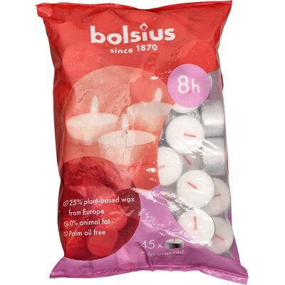 Bolsius - Teelichter - Weiß - 45 Stück - 8h Bolsius - Teelichter - Weiß - 45 Stück - 8h