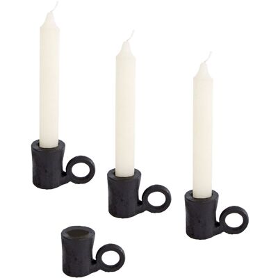 SPETEBO Eleganter Deko Kerzenhalter Ca. 4,5 Cm Im 4er Set Aus Metall In Schwarz Mit Griff - Für Stabkerzen SPETEBO Eleganter Deko Kerzenhalter Ca. 4,5 Cm Im 4er Set Aus Metall In Schwarz Mit Griff - Für Stabkerzen