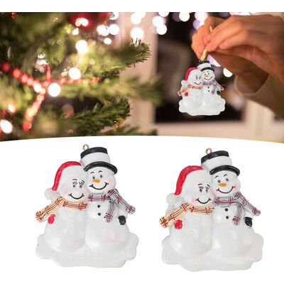 JUTE Set Mit 2 Handgefertigten Schneemann-anhängern Aus Kunstharz Für Den Weihnachtsbaum. Kleine Dekofiguren, Ideal Zum Verschenken. JUTE Set Mit 2 Handgefertigten Schneemann-anhängern Aus Kunstharz Für Den Weihnachtsbaum. Kleine Dekofiguren, Ideal Zum Verschenken.