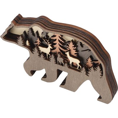 HEAT 3d-holzschnitzerei Tier Mehrschichtiges Waldtier Holzschnitzerei Kunsthandwerk Wohnaccessoires Wanddekoration Bär HEAT 3d-holzschnitzerei Tier Mehrschichtiges Waldtier Holzschnitzerei Kunsthandwerk Wohnaccessoires Wanddekoration Bär