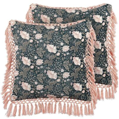 Beliani Samtblumen-Kissen-Set - 45x45 cm Beliani Samtblumen-Kissen-Set - 45x45 cm