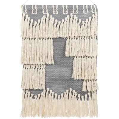 Beliani Wandbehang Grau und Beige Handgewebt mit Quasten - Wanddekoration Boho Stil Beliani Wandbehang Grau und Beige Handgewebt mit Quasten - Wanddekoration Boho Stil