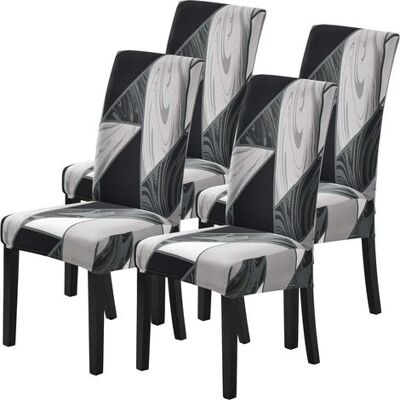 CREA Stretch-stuhlhussen, Universell Bedruckte Stuhlhussen, Rutschfeste Stuhlkissen Für Zuhause, Hotel Und Restaurant, Federgrau CREA Stretch-stuhlhussen, Universell Bedruckte Stuhlhussen, Rutschfeste Stuhlkissen Für Zuhause, Hotel Und Restaurant, Federgrau