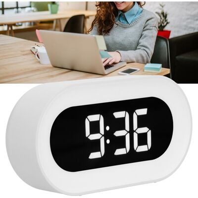 JUTE Hochauflösender Led-nachtlichtwecker Mit 18 Musiktiteln, Zwei Alarmen, Ewigem Kalender Und Speicherfunktion, Weiß. JUTE Hochauflösender Led-nachtlichtwecker Mit 18 Musiktiteln, Zwei Alarmen, Ewigem Kalender Und Speicherfunktion, Weiß.