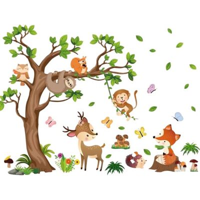 OEM Wandtattoos Dschungelwaldtiere Baum - Wandtattoos Safari Zoo Faultier Sikahirsch Eichhörnchen - Wandtattoos Kinderzimmer Schlafzimmer Wanddekoration OEM Wandtattoos Dschungelwaldtiere Baum - Wandtattoos Safari Zoo Faultier Sikahirsch Eichhörnchen - Wandtattoos Kinderzimmer Schlafzimmer Wanddekoration