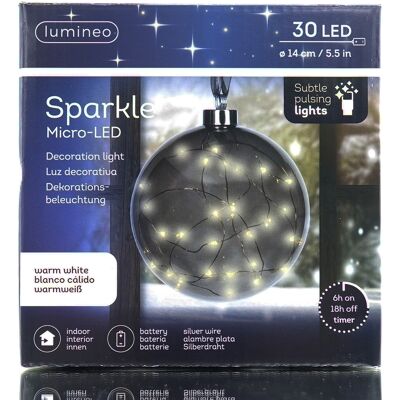 Kaemingk Lumineo Batterie Micro-led Sparkle Kugel Anthrazit Ø 14 Cm 30 Lichter - Warmweiß Kaemingk Lumineo Batterie Micro-led Sparkle Kugel Anthrazit Ø 14 Cm 30 Lichter - Warmweiß