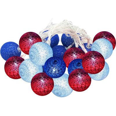 HEAT Dekorative Lichterkette Zum 4. Juli, 3 Meter, 20 Leds, Rote, Weiße Und Blaue Kugeln, Patriotische Dekoration Für Terrasse Und Party. HEAT Dekorative Lichterkette Zum 4. Juli, 3 Meter, 20 Leds, Rote, Weiße Und Blaue Kugeln, Patriotische Dekoration Für Terrasse Und Party.