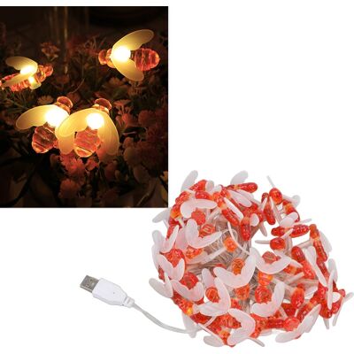 JUTE Wasserdichte Lichterkette In Bienenform, Weihnachtsdekoration, 50 Lichter, Lichterkette In Bienenform, Usb-betrieben. JUTE Wasserdichte Lichterkette In Bienenform, Weihnachtsdekoration, 50 Lichter, Lichterkette In Bienenform, Usb-betrieben.