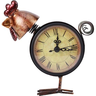 TEHTUY Jeffergarden Hühnerförmige Tischuhr Aus Eisen, Europäischer Retro-stil, Schreibtischuhr, Wohnaccessoire, Handgefertigtes Geschenk TEHTUY Jeffergarden Hühnerförmige Tischuhr Aus Eisen, Europäischer Retro-stil, Schreibtischuhr, Wohnaccessoire, Handgefertigtes Geschenk