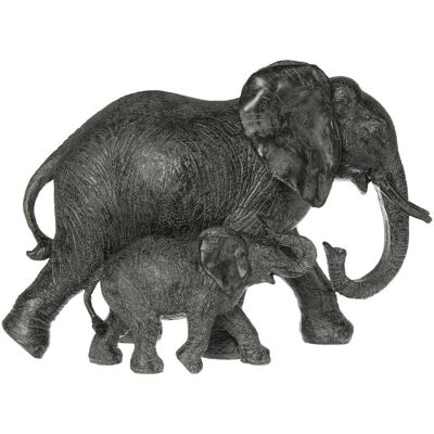 ATMOSPHERA Statue 2 Elefanten Kenna H.15,5cm Harz - Grau ATMOSPHERA Statue 2 Elefanten Kenna H.15,5cm Harz - Grau