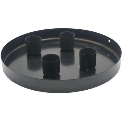 SPETEBO Metall Kerzenständer Rund Schwarz Für Stabkerzen - 20 Cm - Deko Tablett Mit 4 Magnetischen Kerzenhaltern - Advents Kerzen Ständer SPETEBO Metall Kerzenständer Rund Schwarz Für Stabkerzen - 20 Cm - Deko Tablett Mit 4 Magnetischen Kerzenhaltern - Advents Kerzen Ständer