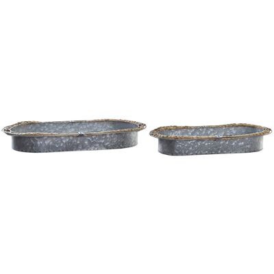 Dkd Home Decor - Mitteltisch-set 2 Eisenfaser 51x26x7 Eisenfaser Grau Materialfarbe Graubraun Familie Dekorative Tabletts Details Dkd Home Decor - Mitteltisch-set 2 Eisenfaser 51x26x7 Eisenfaser Grau Materialfarbe Graubraun Familie Dekorative Tabletts Details