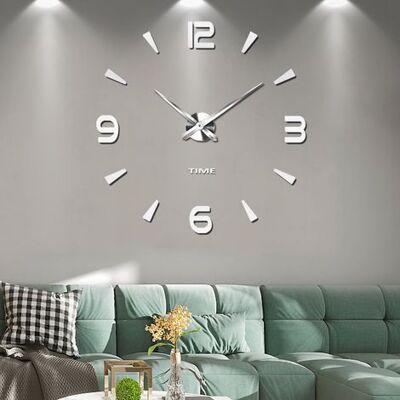 ENLENK Wanduhr Zum Selbermachen, 3d, Rahmenlos, Xxl, Stille Spiegel-aufkleber, Dekoration Für Schule, Büro Und Zuhause (2 Jahre Garantie) (silber-73) ENLENK Wanduhr Zum Selbermachen, 3d, Rahmenlos, Xxl, Stille Spiegel-aufkleber, Dekoration Für Schule, Büro Und Zuhause (2 Jahre Garantie) (silber-73)