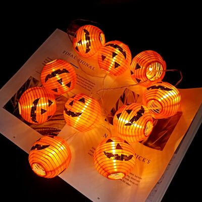 JUTE Dekorative Halloween-kürbis-led-lichterkette, 3 Bis 20 Meter Lang, Festliche Atmosphäre, Geistergesicht-effekt, Batteriefach. JUTE Dekorative Halloween-kürbis-led-lichterkette, 3 Bis 20 Meter Lang, Festliche Atmosphäre, Geistergesicht-effekt, Batteriefach.