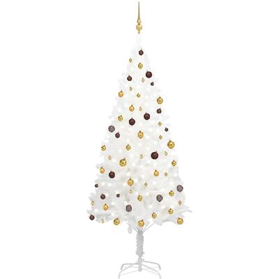 vidaXL Künstlicher Weihnachtsbaum mit LED-Lichtern und Kugeln Weiß 240cm - Weihnachtsbaum vidaXL Künstlicher Weihnachtsbaum mit LED-Lichtern und Kugeln Weiß 240cm - Weihnachtsbaum