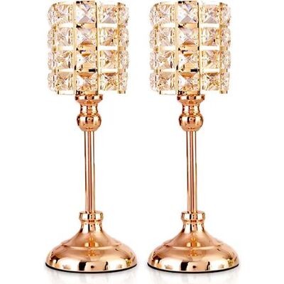 OEM 2-teiliger Teelichthalter Aus Goldenem Kristall, Metallzylinder, Luxuriöser Kronleuchter, 35,5 Cm Hoch, Kerzenhalter-ornamente Für Weihnachten, Wohnzimmer, Hochzeits-tischdekoration (groß) OEM 2-teiliger Teelichthalter Aus Goldenem Kristall, Metallzylinder, Luxuriöser Kronleuchter, 35,5 Cm Hoch, Kerzenhalter-ornamente Für Weihnachten, Wohnzimmer, Hochzeits-tischdekoration (groß)