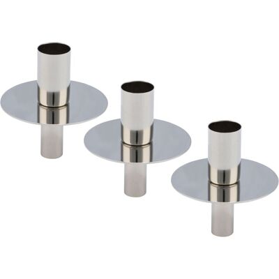 SPETEBO Flaschen Kerzenhalter Silber - 3er Set / 8 Cm - Staberkezen Ständer Tafelkerzen Leuchter Aus Metall SPETEBO Flaschen Kerzenhalter Silber - 3er Set / 8 Cm - Staberkezen Ständer Tafelkerzen Leuchter Aus Metall